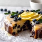 Blueberry Lemon Snack Cake with Lemon Sauce Recipe