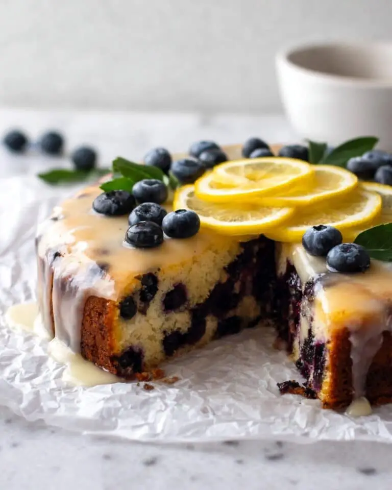 Blueberry Lemon Snack Cake with Lemon Sauce Recipe