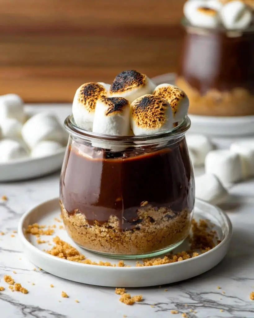 Dairy-Free Chocolate Pudding with Graham Crackers and Toasted Marshmallows Recipe