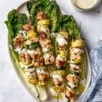 Caesar-Marinated Chicken Kabobs with Zucchini and Grilled Romaine Recipe