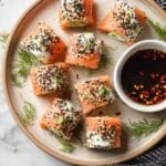 Salmon Avocado Roll with Sesame Soy Dipping Sauce Recipe
