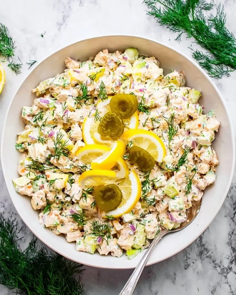 Dill Pickle Chicken Salad with Cottage Cheese Recipe