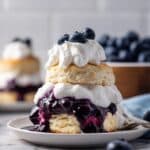 Blueberry Shortcake with Lemon-Infused Blueberry Sauce and Whipped Cream Recipe