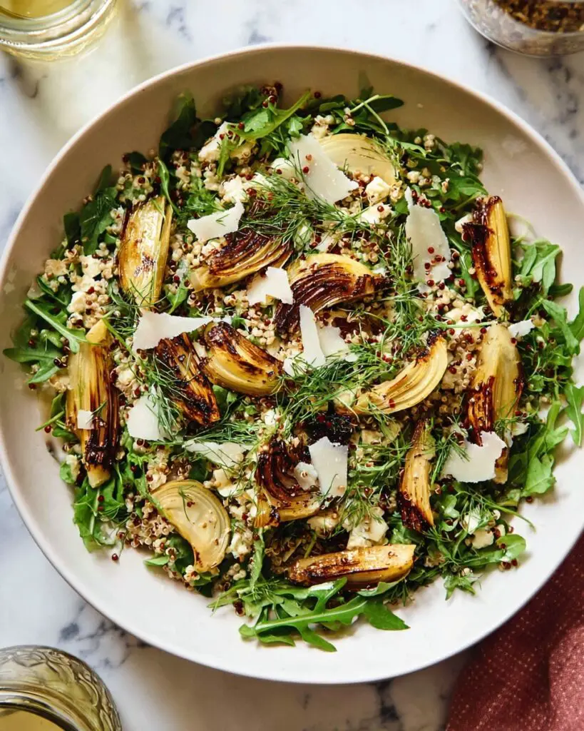 Roasted Leek and Fennel Salad with Arugula and Lemon Dijon Vinaigrette Recipe