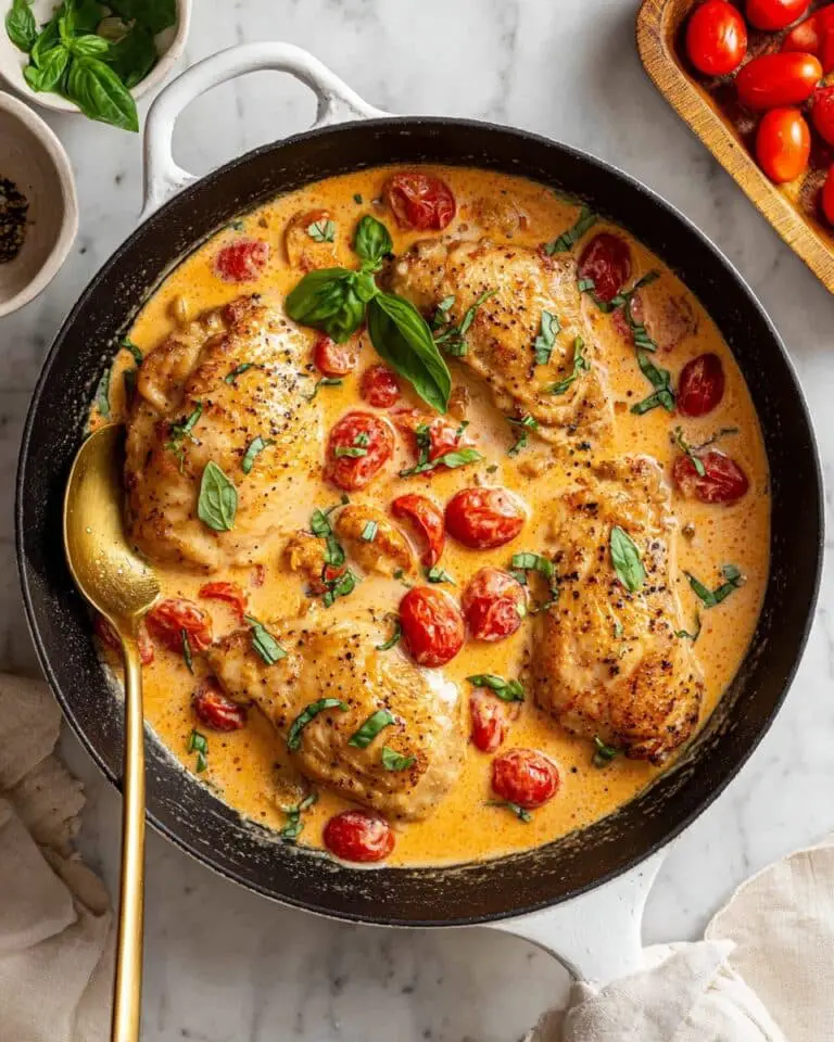 Baked Feta Chicken with Cherry Tomatoes and Fresh Basil Recipe