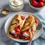 Crepe-Style Pancakes with Strawberries & Sour Cream Recipe