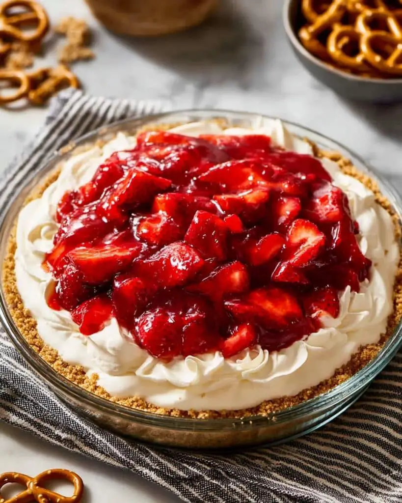 Strawberry Cream Cheese Pie with Pretzel Crust Recipe