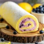 Lemon Cake Roll with Blueberry Cream Cheese Frosting Recipe