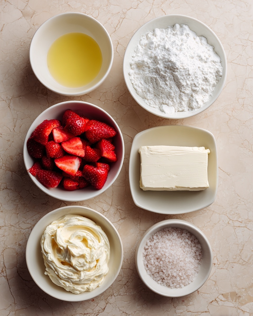 The image shows six bowls placed on a beige surface, now described as white marbled texture. The top left bowl is empty with some spots and labeled