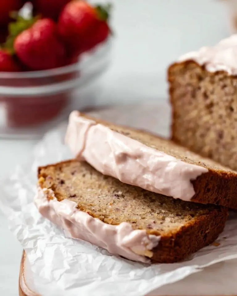 Banana Bread with Strawberry Cream Cheese Frosting Recipe