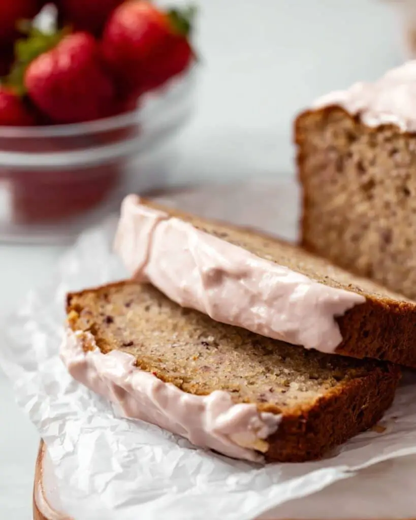 Banana Bread with Strawberry Cream Cheese Frosting Recipe