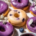 Baked Blueberry Cake Donuts with Lemon Blueberry Glaze Recipe