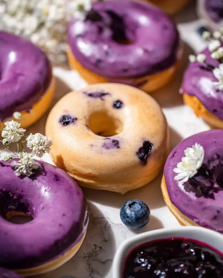 Baked Blueberry Cake Donuts with Lemon Blueberry Glaze Recipe