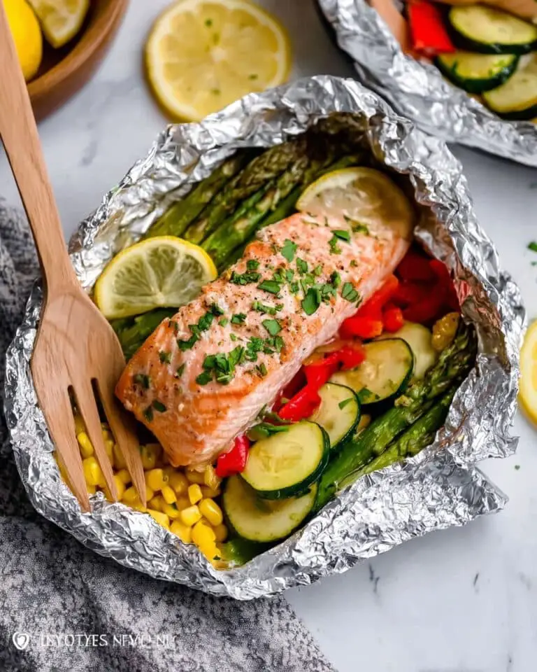 Summer Veggie Salmon Foil Packets Recipe