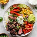 Steak Fajita Bowl with Cilantro Lime Rice and Fresh Salsa Recipe