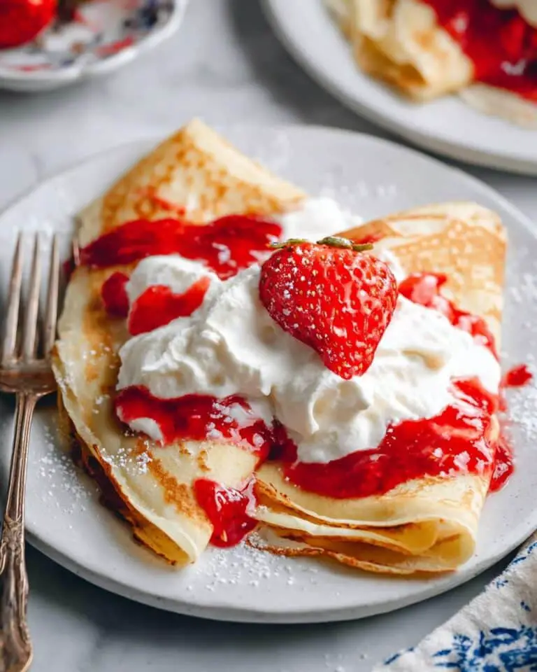 Strawberry Crepes with Fresh Strawberry Compote and Whipped Mascarpone Cream Recipe