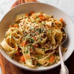 Carrot Pasta with Carrot Ribbons, Fresh Thyme, and Toasted Walnuts Recipe