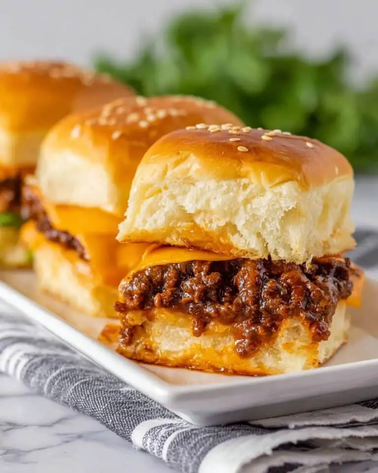 Sloppy Joe Sliders with BBQ Sauce and Cheddar on Hawaiian Rolls Recipe