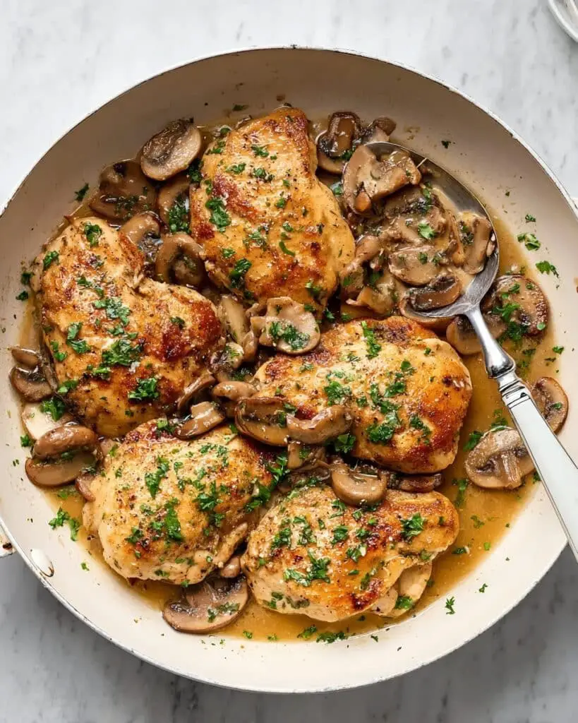 Creamy Chicken Scallopini with Mushrooms and Lemon Recipe