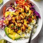 Fish Taco Bowl with Cilantro Lime Rice and Fresh Avocado Recipe