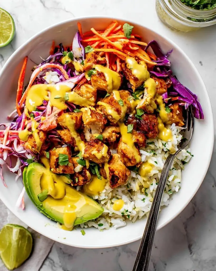 Fish Taco Bowl with Cilantro Lime Rice and Fresh Avocado Recipe