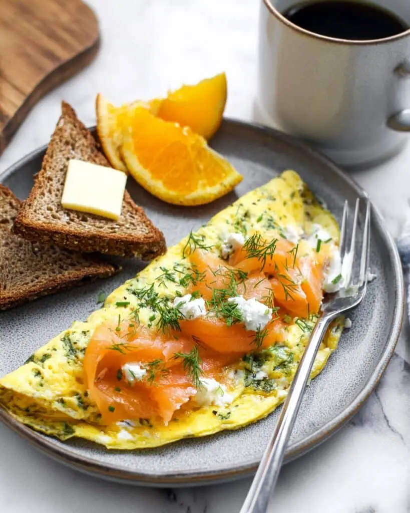 10-Minute Smoked Salmon Omelette with Goat Cheese Recipe