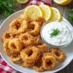 Air Fryer Calamari with Lemon Dill Dipping Sauce Recipe