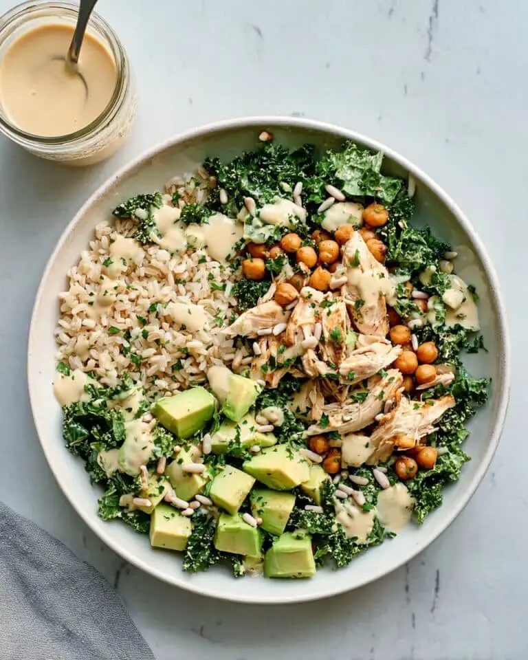 Rice Bowl With Chicken, Kale, and Creamy Tahini Dressing Recipe