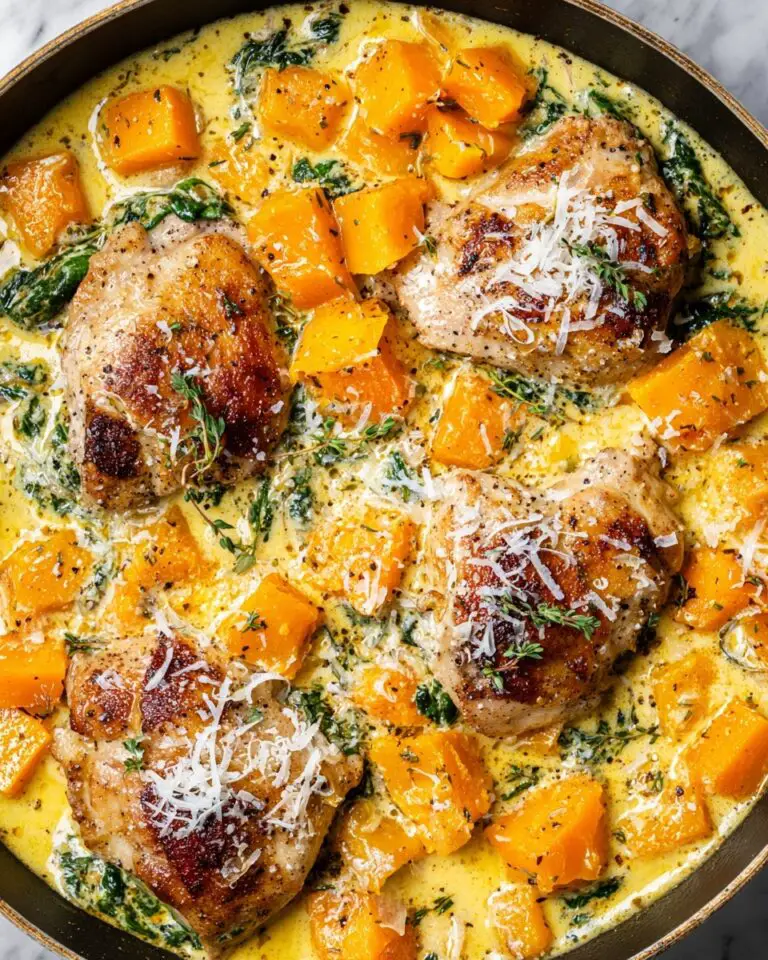 Butternut Squash with Parmesan Sauce and Chicken Thighs Recipe