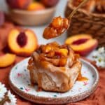 Peach Cobbler Cinnamon Rolls with Cream Cheese Frosting Recipe