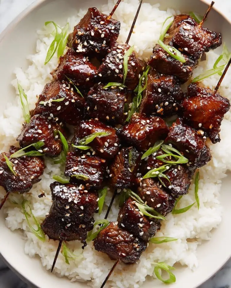 Sticky Soy Steak Skewers with Honey-Ginger Sauce Recipe