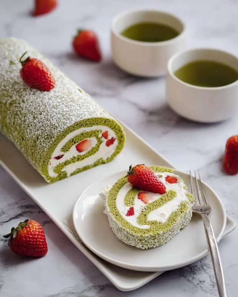 Strawberry Matcha Roll Cake Recipe