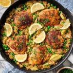Easy Lemon Chicken Skillet with Rice, Peas & Artichokes Recipe
