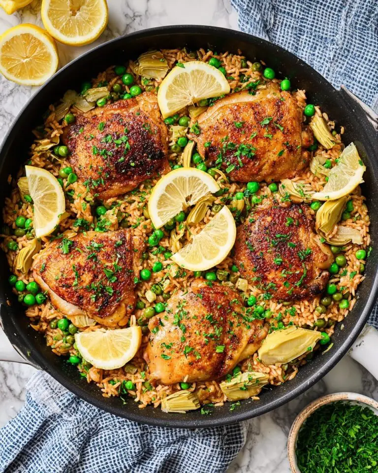 Easy Lemon Chicken Skillet with Rice, Peas & Artichokes Recipe