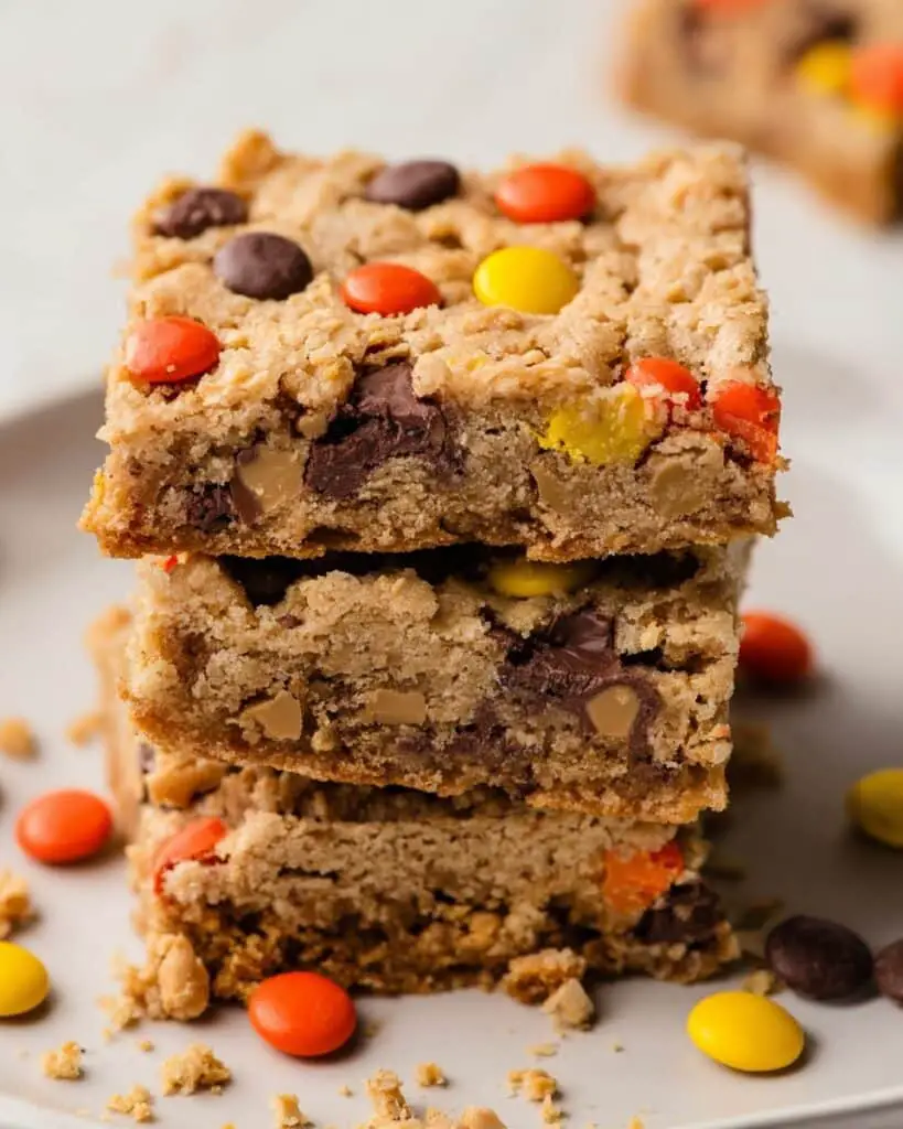 Triple Peanut Butter Monster Cookie Bars Recipe