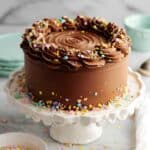 Chocolate Swiss Meringue Buttercream Vanilla Layer Cake Recipe