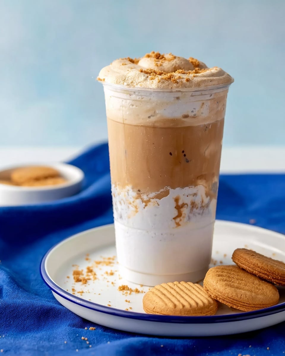 Fluffy Nutter Butter Latte with Marshmallow Cream Recipe