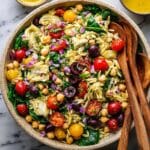 Greek Pasta Salad with Chickpeas, Cherry Tomatoes, and Artichokes Recipe