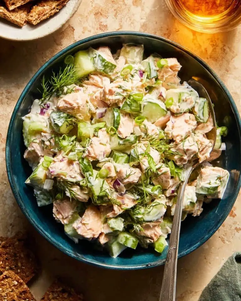 Fresh Salmon Salad with Greek Yogurt, Dill, and Cucumber Recipe