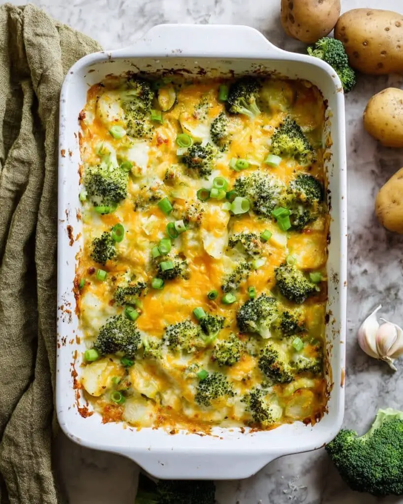 Cheesy Mashed Potato Broccoli Casserole Recipe
