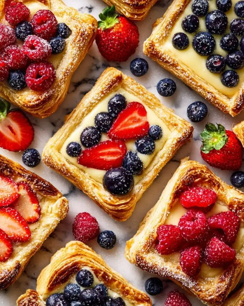 Cream Cheese Puff Pastry with Berries and Glaze Recipe
