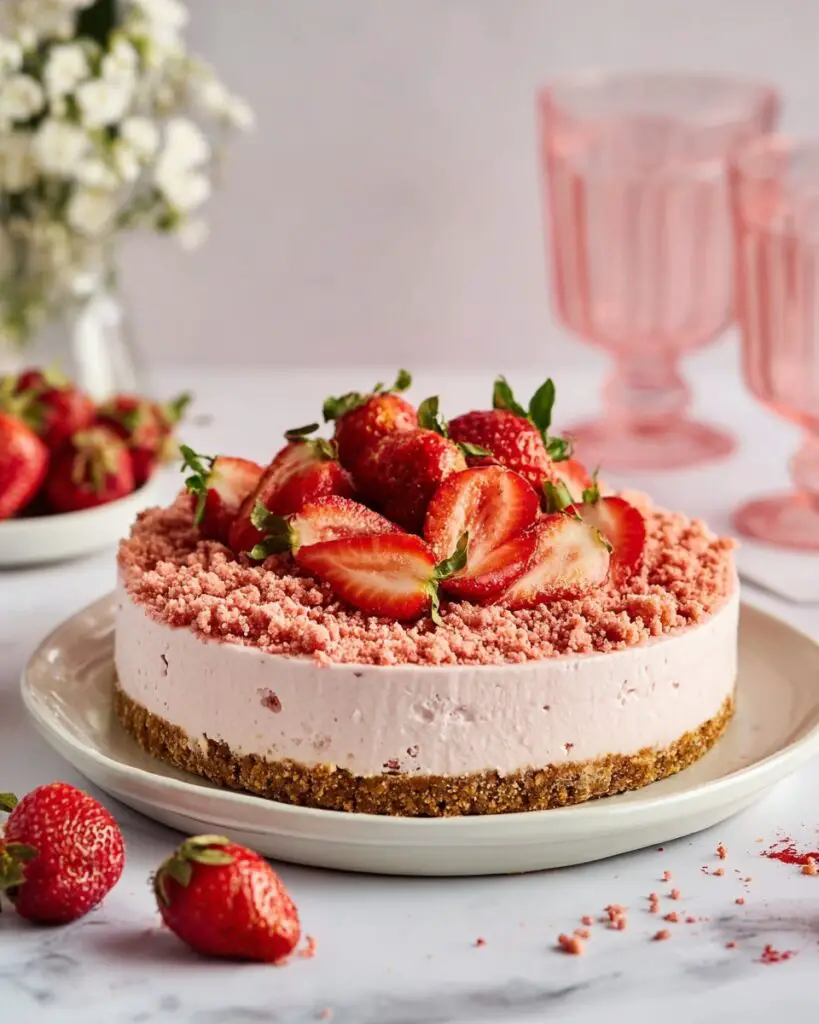 No-Bake Strawberry Crunch Cheesecake Recipe