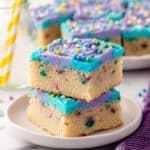 Unicorn Funfetti Cake Mix Bars with Colorful Cream Cheese Frosting Recipe