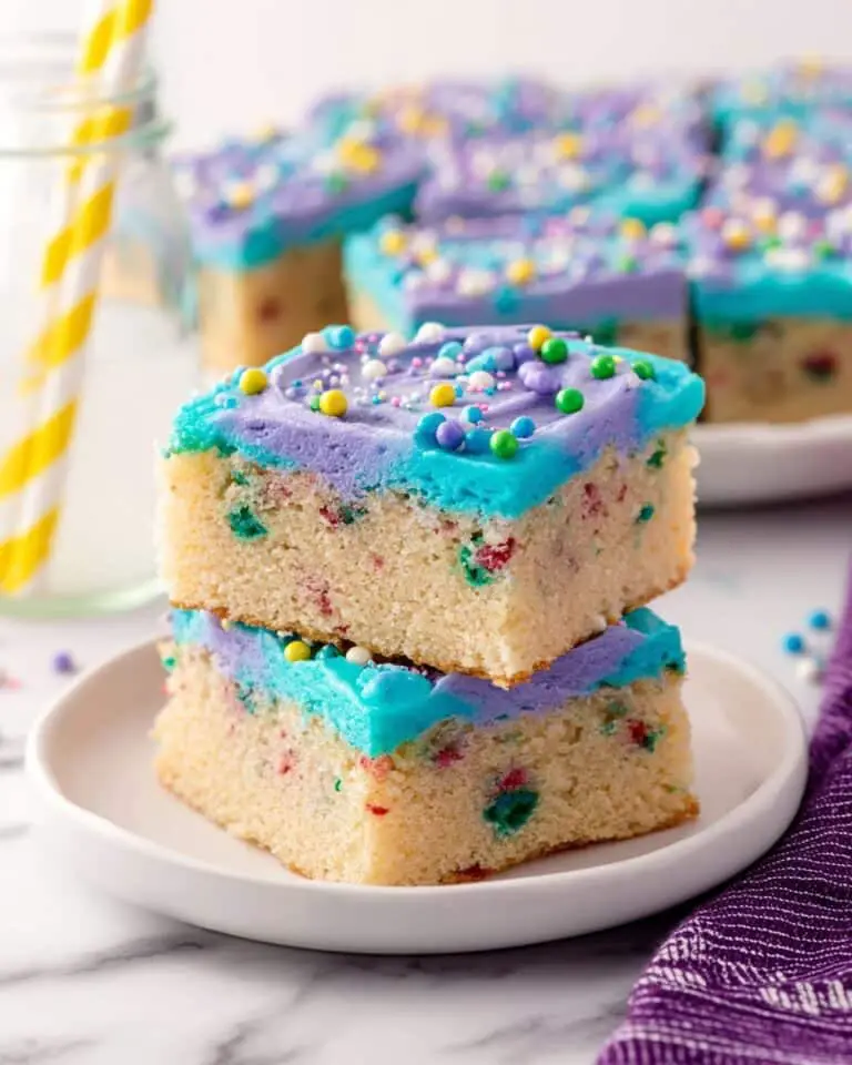 Unicorn Funfetti Cake Mix Bars with Colorful Cream Cheese Frosting Recipe