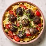 Vegetarian Lentil and Mushroom Meatballs with Roasted Tomato Pasta Recipe