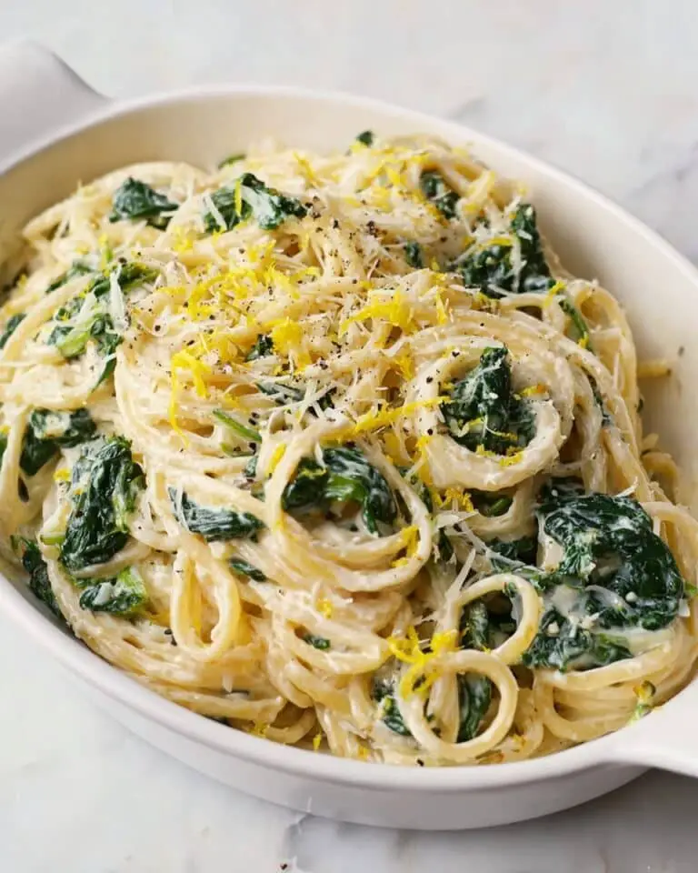 Ricotta Cheese Pasta with Spinach and Lemon Recipe