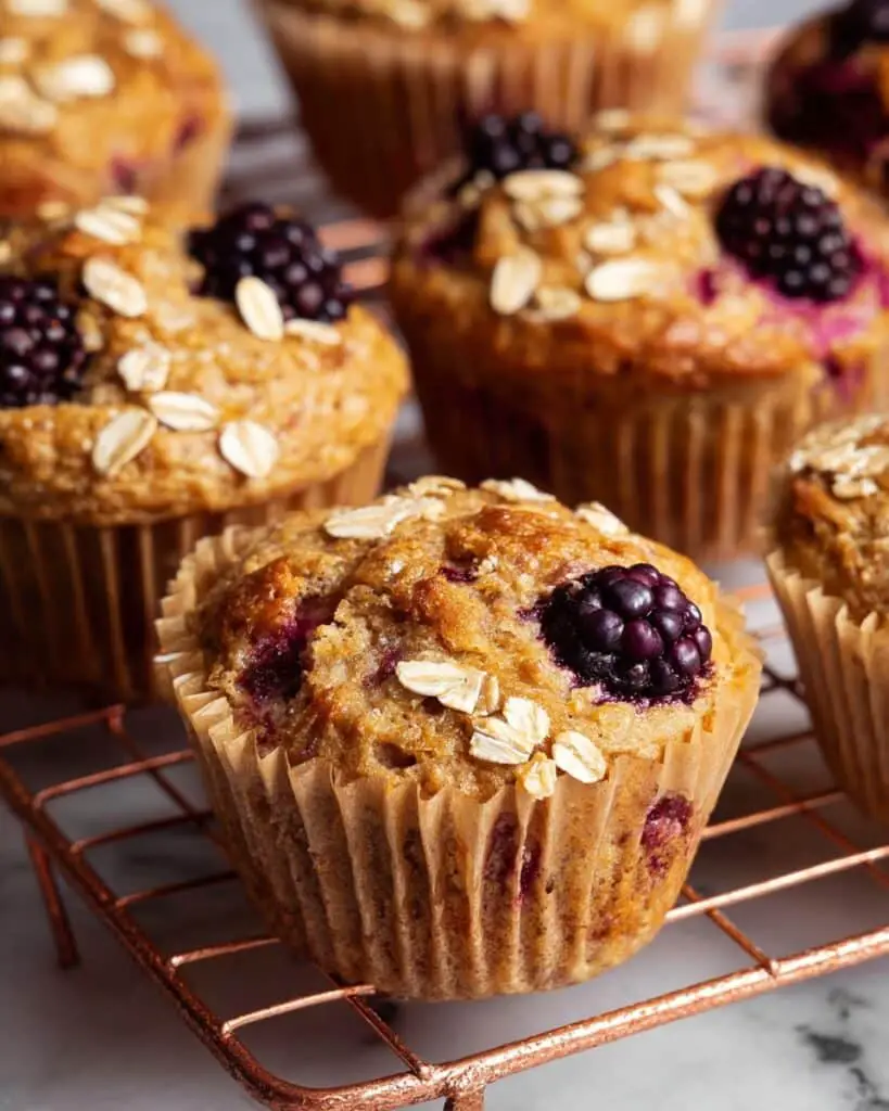 Banana Blackberry Oatmeal Muffins Recipe
