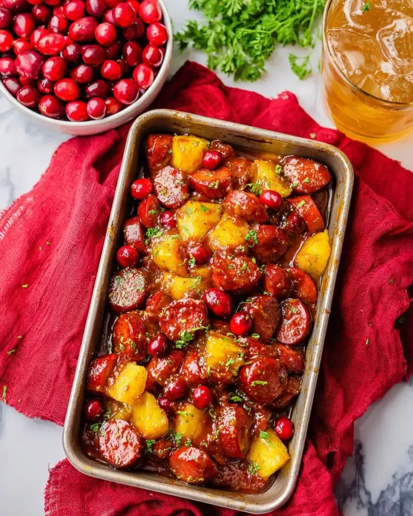 Slow Cooker Kielbasa Bites with Cranberry and Pineapple Sauce Recipe