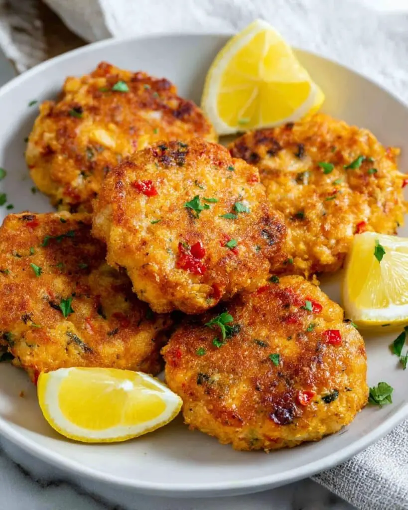 Creamy Shrimp Cakes with Lemon Wedges Recipe