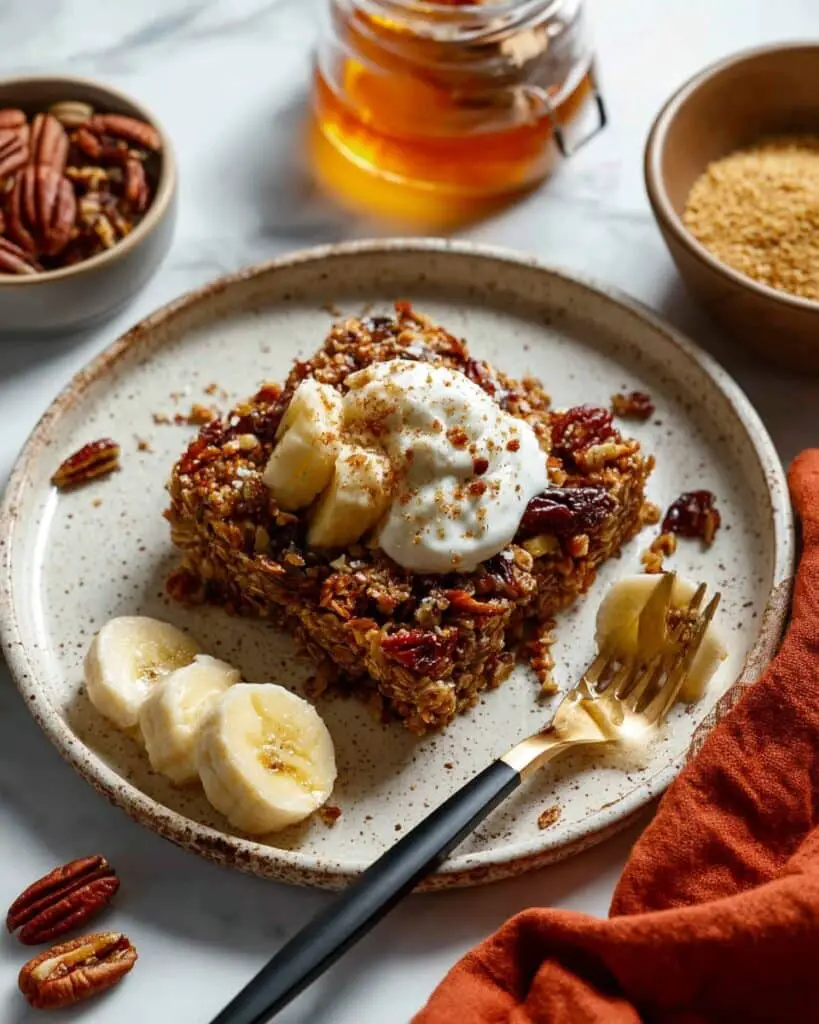 Chai Spice Baked Oatmeal with Pecan Crumble Recipe